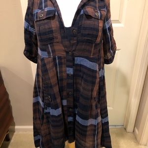 Anthropologie Holding Horses brown plaid dress